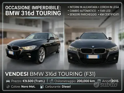 Usata BMW 316 Efficient Dynamics 116 CV (85 kW) 2015 Nero Station wagon