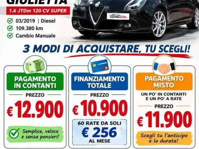 Usata Alfa Romeo Giulietta Super 120 CV (88 kW) 2019 Nero Utilitaria