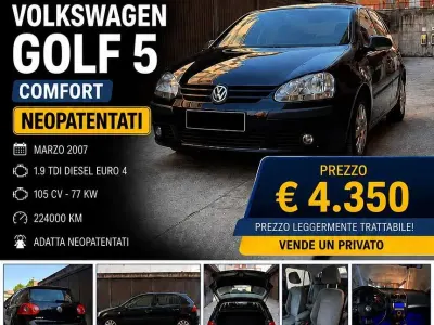 Usata VW Golf V Comfortline 105 CV (77 kW) 2007 Berlina