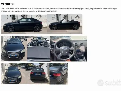 Usata Audi A3 Cabriolet 105 CV (77 kW) 2013 Nero Cabrio