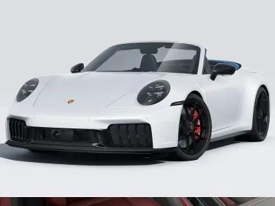 Nuova Porsche 911 Carrera 4 GTS 2026 Grigio ghiaccio metallizzato/capote blu Cabrio