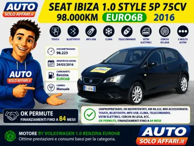 Usata Seat Ibiza Style 75 CV (55 kW) 2016 Nero Berlina