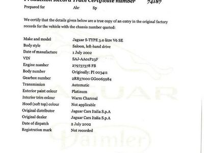 Usata Jaguar S-Type Executive 238 CV (175 kW) 2002 Grigio Berlina