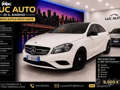 Usata Mercedes A180 Premium 109 CV (80 kW) 2015 Bianco Berlina