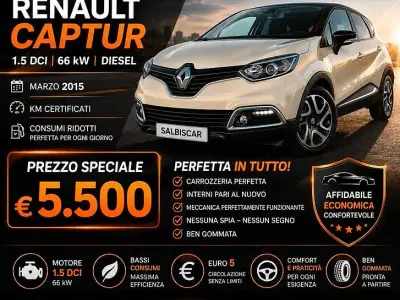 Usata Renault Captur 90 CV (66 kW) 2015 Grigio SUV