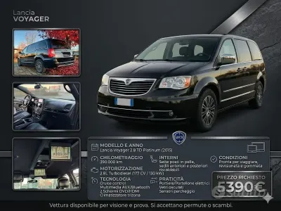 Usata Lancia Voyager Platinum 177 CV (130 kW) 2015 Nero Monovolume