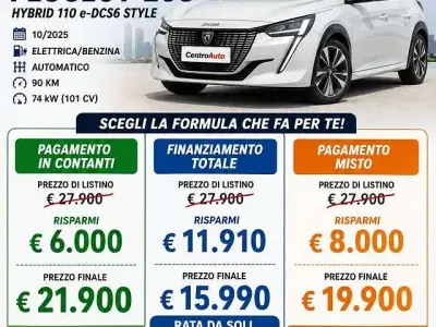 Nuova Peugeot 208 Style 101 CV (74 kW) 2025 Bianco Utilitaria