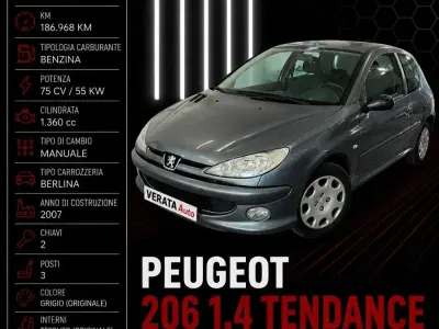 Usata Peugeot 206 75 CV (55 kW) 2007 Grigio Berlina