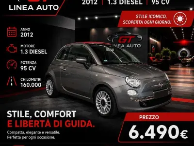 Usata Fiat 500C Lounge 95 CV (69 kW) 2012 Grigio Cabrio