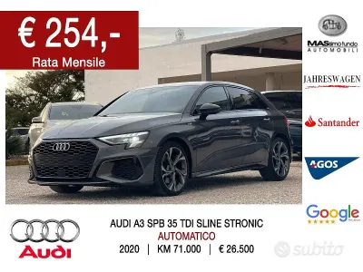 Usata Audi A3 S-Line 150 CV (110 kW) 2020 Grigio Berlina