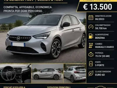 Usata Opel Corsa 75 CV (55 kW) 2023 Argento Utilitaria