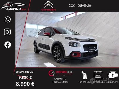 Usata Citroën C3 Shine 74 CV (54 kW) 2018 Bianco Berlina