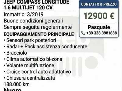 Usata Jeep Compass Longitude 120 CV (88 kW) 2019 SUV