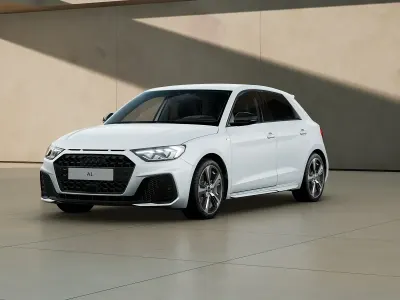 Nuova Audi A1 Sportback S-Line 2026 Bianco ghiacciaio metallizzato nero mito Utilitaria
