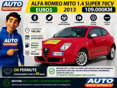 Usata Alfa Romeo MiTo Super 69 CV (50 kW) 2013 Rosso Utilitaria