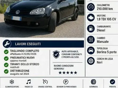 Usata VW Golf V 105 CV (77 kW) 2007 Nero Berlina
