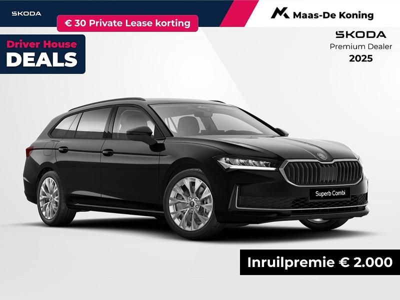 Zwart Nieuw 2025 Skoda Superb Business Line Stationwagen | € 48.590 (Super prijs) - Afbeelding 1/4