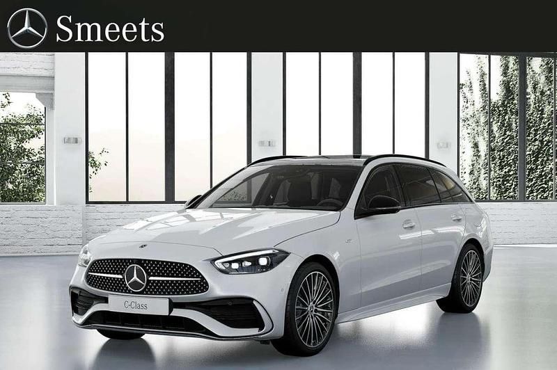 Wit Nieuw 2025 Mercedes C300e Business Stationwagen | € 75.218 - Afbeelding 1/4