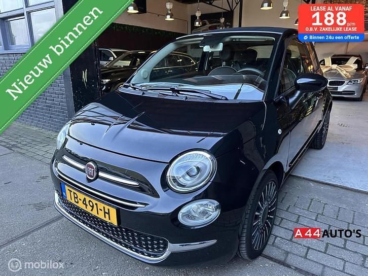 Zwart Gebruikt 2018 Fiat 500 Lounge Cabriolet | € 9.999 (Super prijs) - Afbeelding 1/4