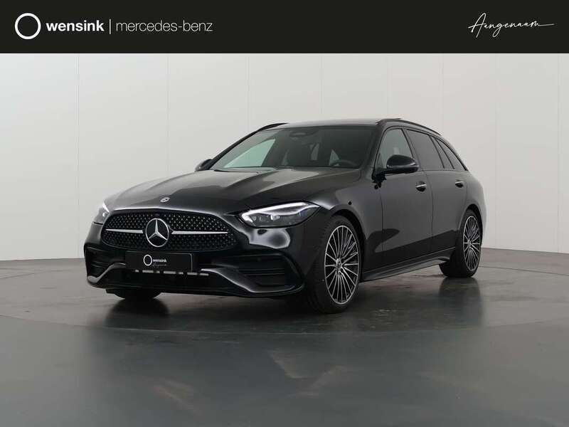 Zwart, metallic lak Nieuw 2024 Mercedes C180 AMG line Stationwagen | € 59.850 (Goede deal) - Afbeelding 1/4