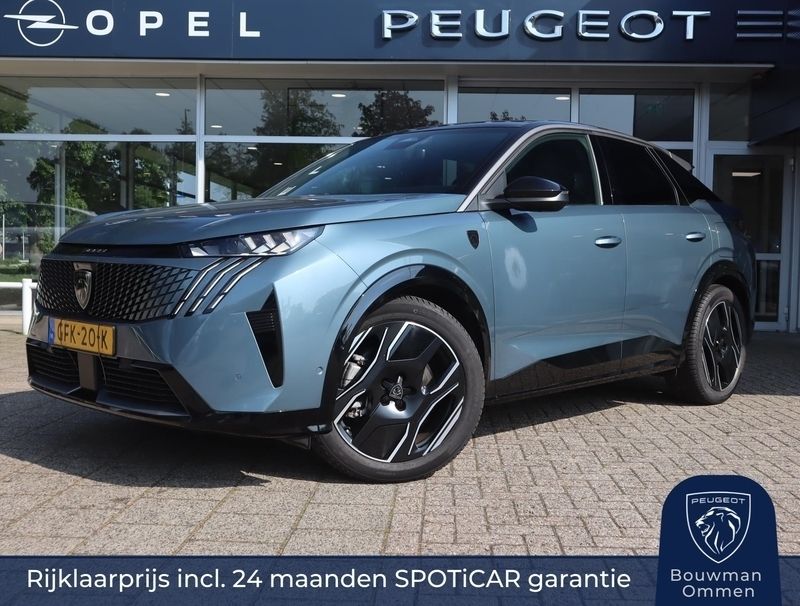 Blauw Gebruikt 2024 Peugeot e-3008 GT SUV | € 38.950 (Eerlijke prijs) - Afbeelding 1/4