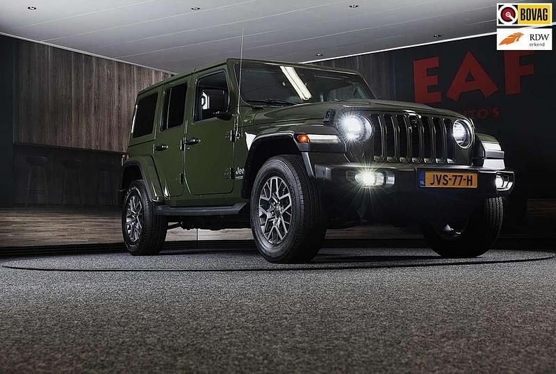 Groen (metallic) Occasion 2021 Jeep Wrangler Unlimited 80th Anniversary SUV | € 56.650 (Eerlijke prijs) - Afbeelding 1/3