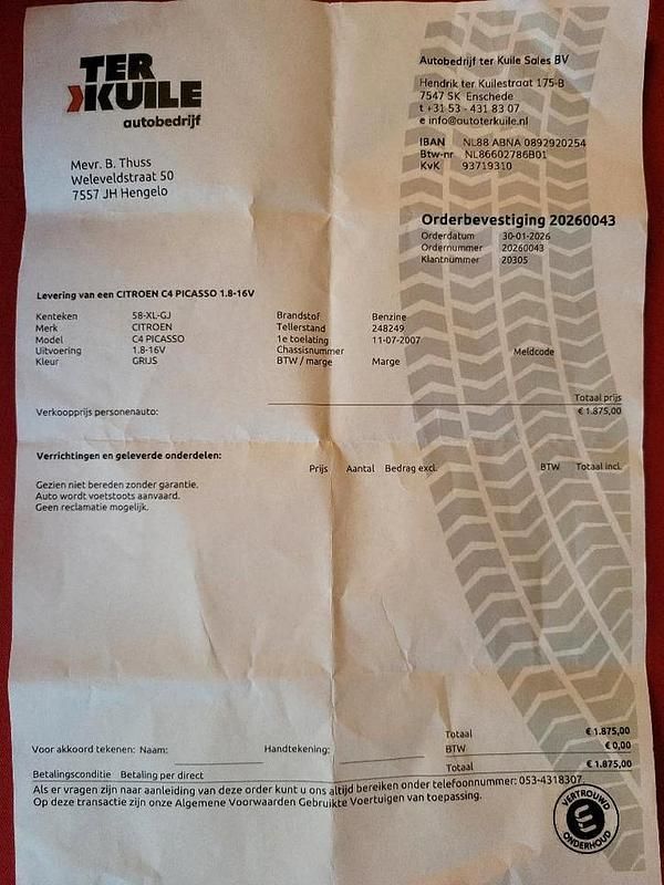 Occasion Citroën Grand C4 Picasso 125 PK (91 kW) 2007 MPV