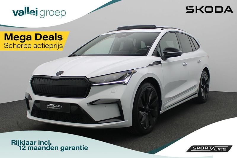 Wit, metallic lak Gebruikt 2022 Skoda Enyaq iV SportLine SUV | € 33.400 (Duur) - Afbeelding 1/4