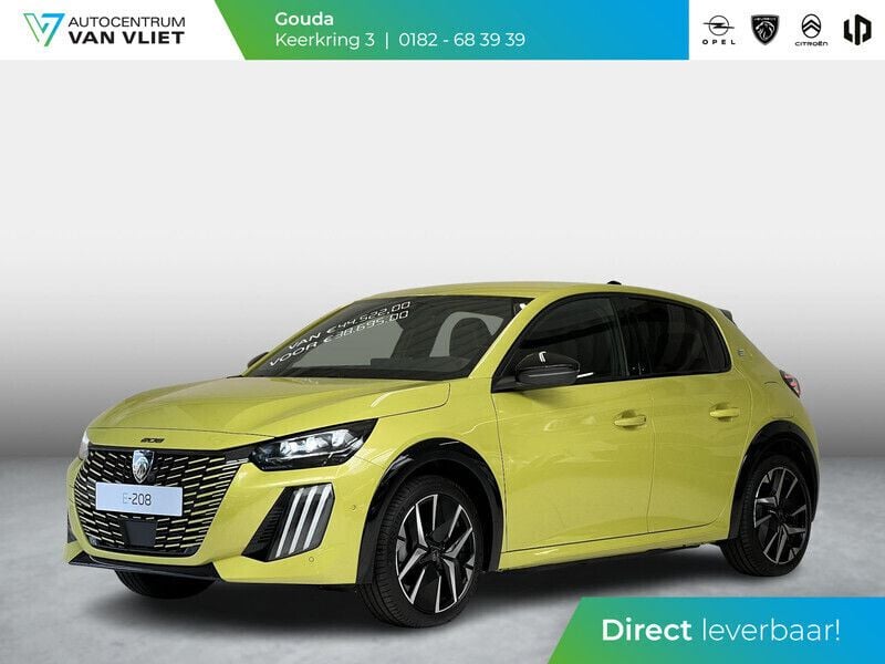 Geel Nieuw 2025 Peugeot e-208 GTi Hatchback | € 33.845 (Eerlijke prijs) - Afbeelding 1/4