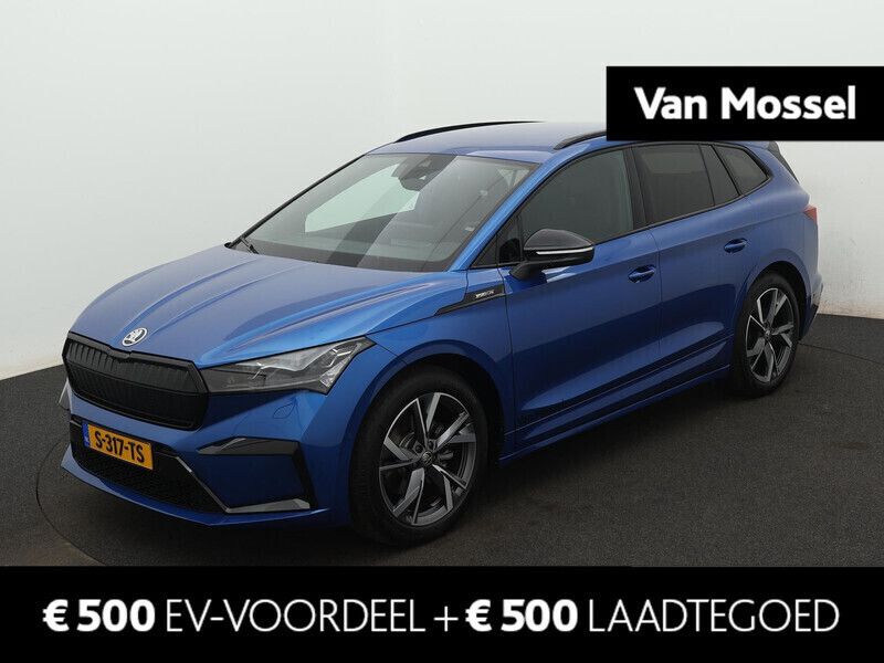 Blauw, metallic lak Gebruikt 2023 Skoda Enyaq iV SportLine SUV | € 34.900 (Eerlijke prijs) - Afbeelding 1/4