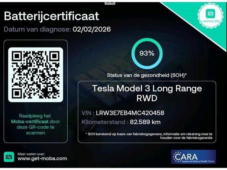 Occasion Tesla Model 3 Long Range AWD 366 kW (498 PK) 2021 Zwart (metallic) Sedan