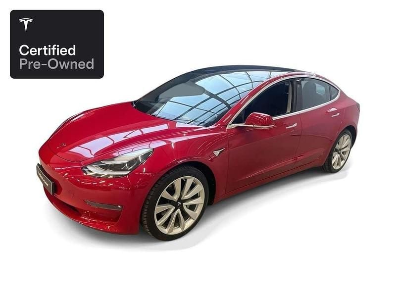 Rood Occasion 2019 Tesla Model 3 Long Range AWD Sedan | € 23.200 (Eerlijke prijs) - Afbeelding 1/4