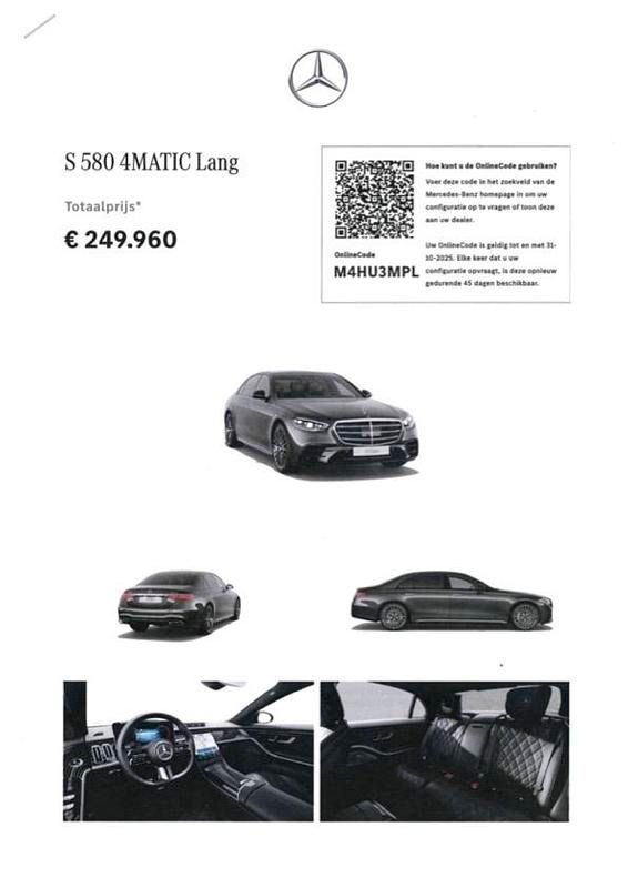 Occasion Mercedes S580 AMG line 505 PK (371 kW) 2024 Grijs Sedan