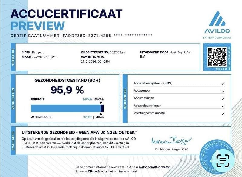 Occasion Peugeot e-208 Active 100 kW (136 PK) 2023 Geel Hatchback