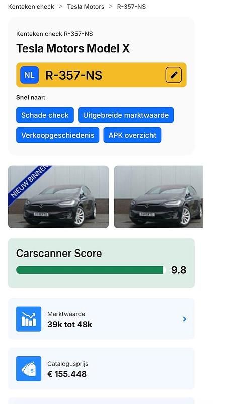 Occasion Tesla Model X Performance 311 kW (423 PK) 2016 Zwart (metallic) SUV