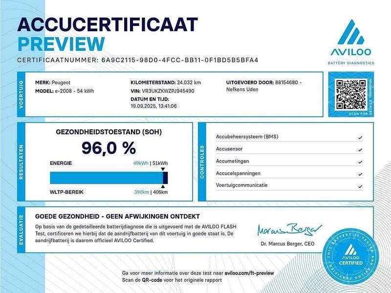 Occasion Peugeot e-2008 Active 114 kW (156 PK) 2024 Zwart SUV