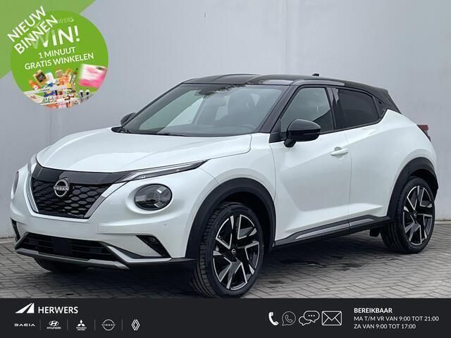 Two tone pearl white premium metallic/dak car Nieuw 2025 Nissan Juke Pack SUV | € 35.028 (Eerlijke prijs) - Afbeelding 1/4