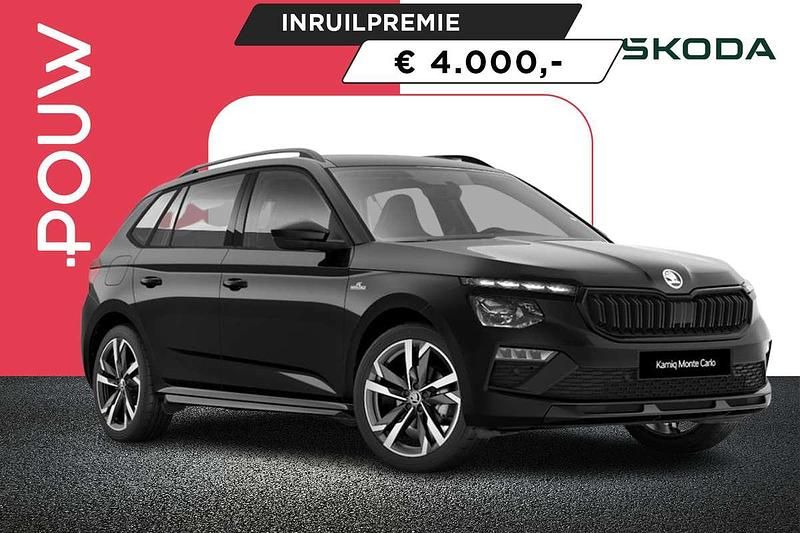 Zwart Nieuw 2024 Skoda Kamiq Monte Carlo SUV | € 39.950 (Iets duurder) - Afbeelding 1/4