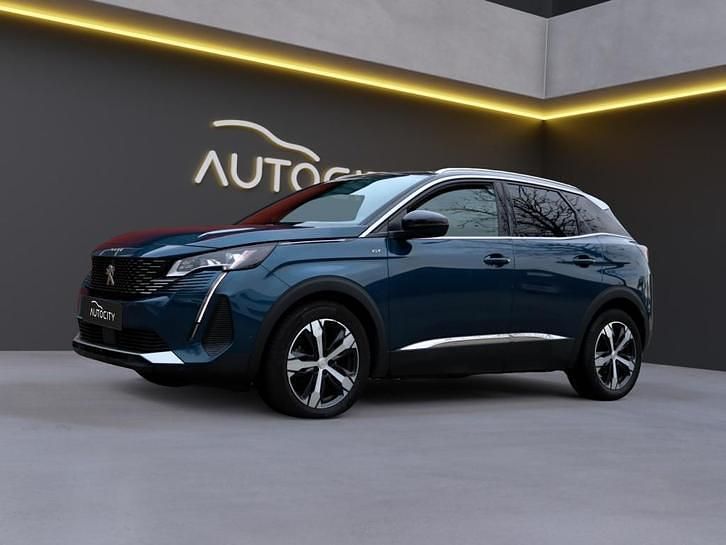 Blauw (metallic) Gebruikt 2021 Peugeot 3008 GT-line SUV | € 20.750 (Eerlijke prijs) - Afbeelding 1/4