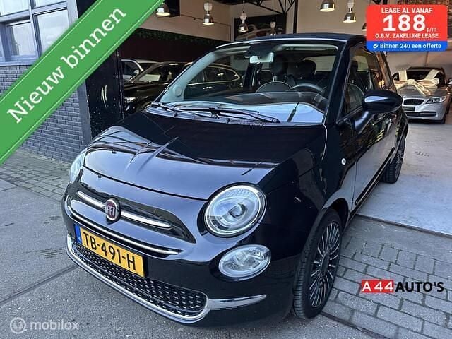Zwart Gebruikt 2018 Fiat 500 Lounge Cabriolet | € 11.450 (Eerlijke prijs) - Afbeelding 1/4