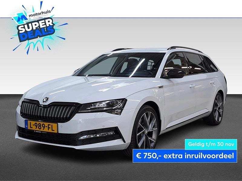 Wit Gebruikt 2021 Skoda Superb Business Line Stationwagen | € 22.945 (Eerlijke prijs) - Afbeelding 1/4