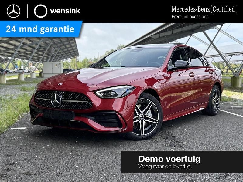 Rood Occasion 2025 Mercedes C300e AMG line Sedan | € 69.900 - Afbeelding 1/4
