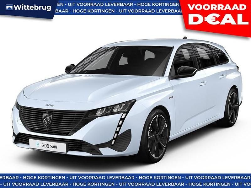 Wit Nieuw 2025 Peugeot e-308 Style Hatchback | € 33.888 (Super prijs) - Afbeelding 1/4