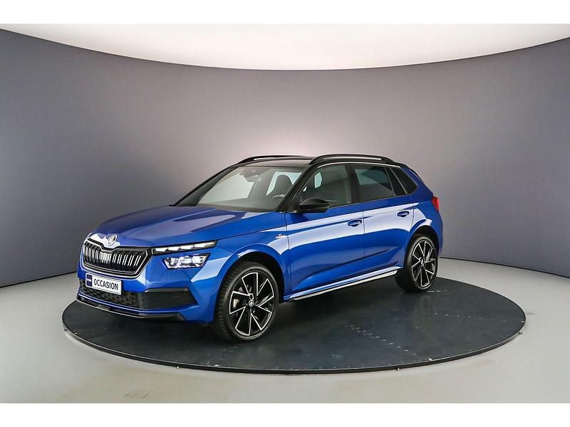 Race blue / zwart dak Gebruikt 2023 Skoda Kamiq Monte Carlo SUV | € 32.900 (Duur) - Afbeelding 1/4
