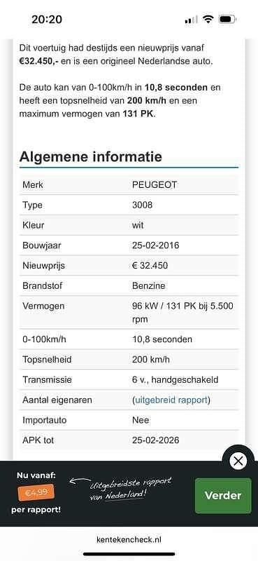 Wit Occasion 2016 Peugeot 3008 Style MPV | € 5.800 (Super prijs) - Afbeelding 1/4