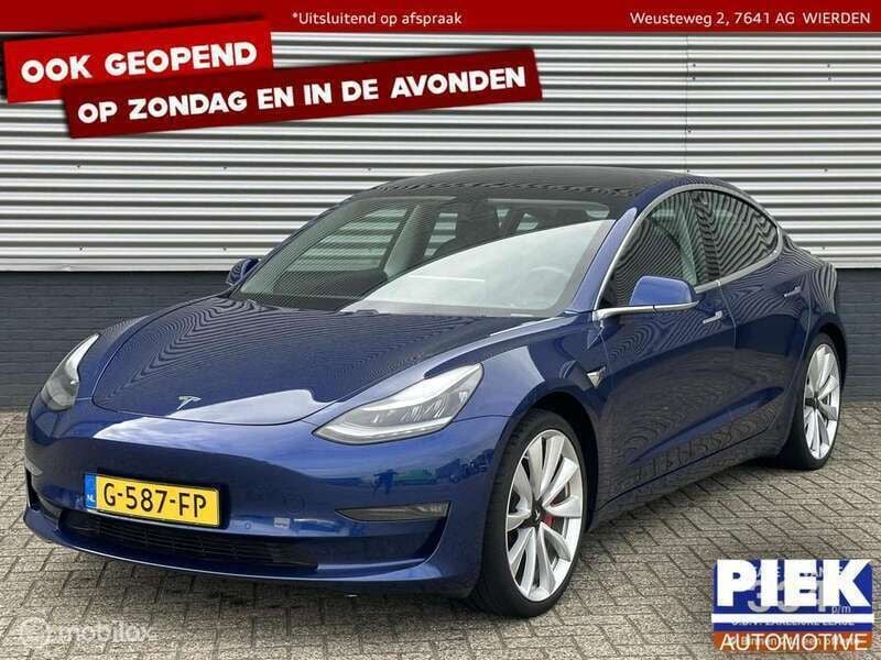 Blauw Gebruikt 2019 Tesla Model 3 Performance Sedan | € 23.999 (Eerlijke prijs) - Afbeelding 1/3