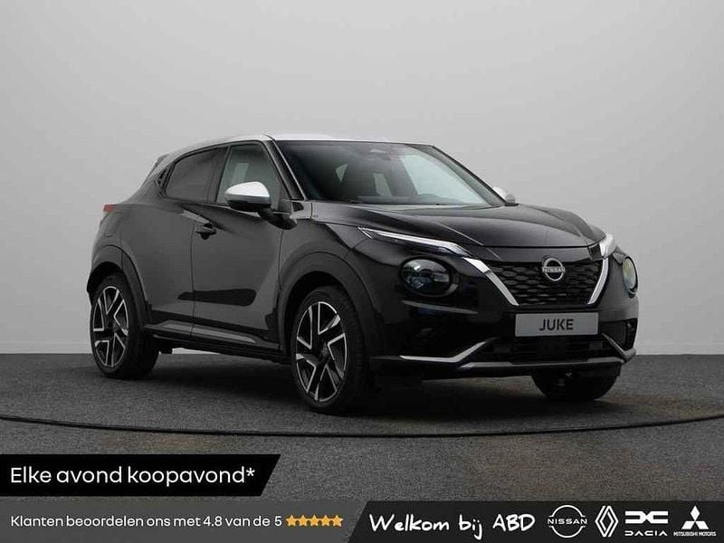 Nieuw Nissan Juke Pack 143 PK (105 kW) 2025 Two tone: metallic black / blade silver (zwar SUV