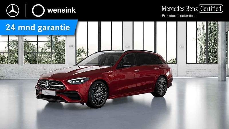 Rood (metallic) Occasion 2022 Mercedes C200 AMG line Stationwagen | € 37.850 (Eerlijke prijs) - Afbeelding 1/4