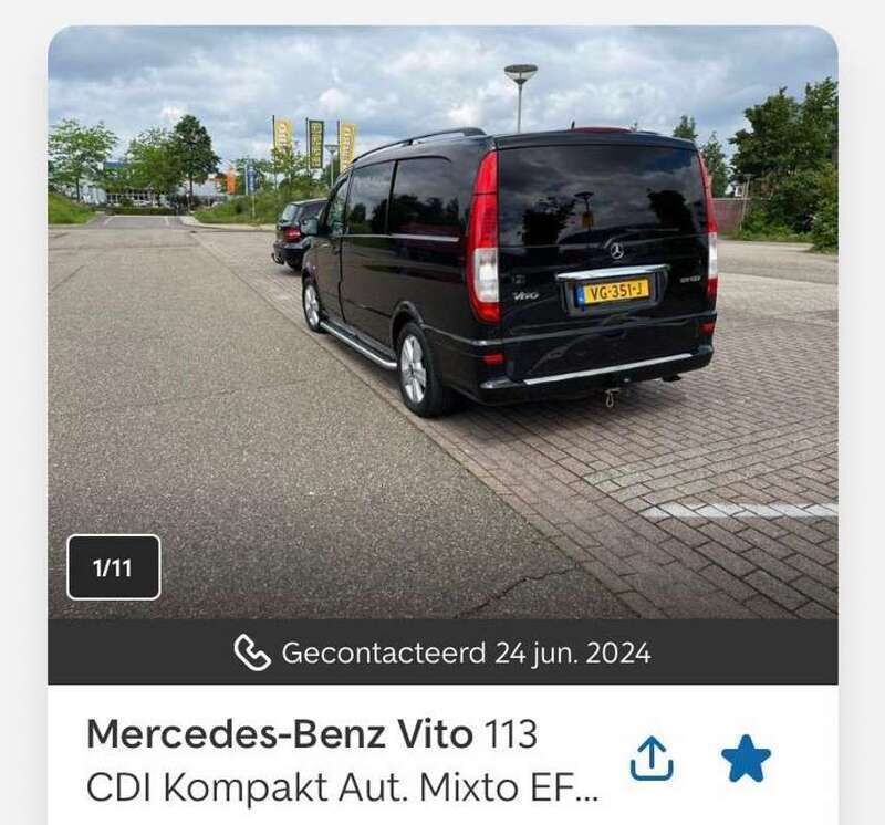 Zwart Gebruikt 2013 Mercedes Vito MPV | € 12.000 (Duur) - Afbeelding 1/4