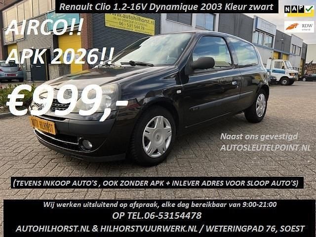 Zwart Gebruikt 2003 Renault Clio II Dynamique Hatchback | € 999 (Eerlijke prijs) - Afbeelding 1/3
